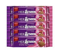Parle Hide & Seek Fab Strawberry 112 g (lot de 5) - Combinaison de goût et de santé - Arôme fraise - Sans conservateurs ajoutés - Cookies sandwich - Fabriqué avec le meilleur chocolat au monde
