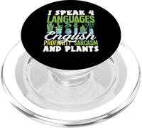 Parler 4 Langues Anglais Sarcasme Amoureux des Plantes Jardinier PopSockets PopGrip pour MagSafe