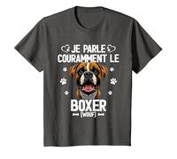 Parler Le Boxer Humour Chien T-Shirt, Enfant, Asphalte, 3 Ans
