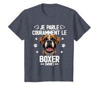 Parler Le Boxer Humour Chien T-Shirt, Enfant, Bleu Chiné, 6 Ans