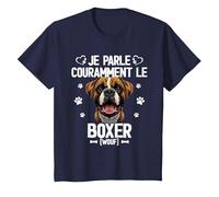 Parler Le Boxer Humour Chien T-Shirt, Enfant, Bleu Marine, 3 Ans