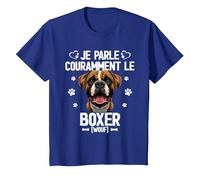 Parler Le Boxer Humour Chien T-Shirt, Enfant, Bleu Royal, 2 Ans