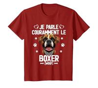 Parler Le Boxer Humour Chien T-Shirt, Enfant, Canneberge, 8 Ans