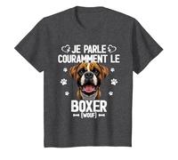 Parler Le Boxer Humour Chien T-Shirt, Enfant, Chiné Foncé, 4 Ans