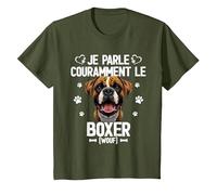 Parler Le Boxer Humour Chien T-Shirt, Enfant, Olive, 8 Ans