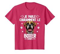 Parler Le Boxer Humour Chien T-Shirt, Enfant, Rouge Chiné, 8 Ans