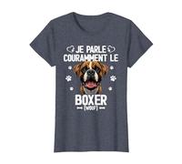 Parler Le Boxer Humour Chien T-Shirt, Femme, Bleu Chiné, L