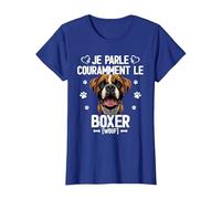 Parler Le Boxer Humour Chien T-Shirt, Femme, Bleu Royal, XL