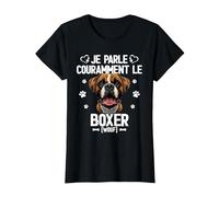 Parler Le Boxer Humour Chien T-Shirt, Femme, Noir, XXL