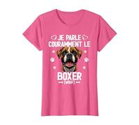 Parler Le Boxer Humour Chien T-Shirt, Femme, Rose Chiné, L