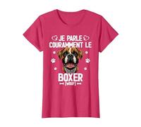 Parler Le Boxer Humour Chien T-Shirt, Femme, Rouge Chiné, XL