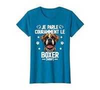 Parler Le Boxer Humour Chien T-Shirt, Femme, Saphir, M