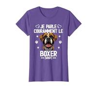 Parler Le Boxer Humour Chien T-Shirt, Femme, Violet Chiné, M