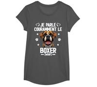 Parler Le Boxer Humour Chien T-Shirt, Fille, Asphalte, XS