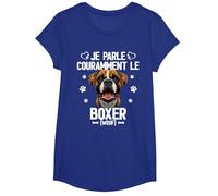 Parler Le Boxer Humour Chien T-Shirt, Fille, Bleu Royal, XS