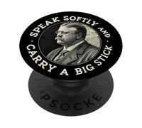 Parlez doucement et transportez un gros bâton Président Roosevelt USA PopSockets PopGrip Adhésif