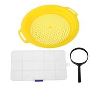 Parliky 1 Ensemble De Tamis D'orpaillage Portable, Bac À Mailles Pratique pour Une Extraction d'or Efficace, Tamis À Sable D'exploitation Minière en Extérieur, Loupe Et Boîte