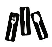 Parliky 1 Ensemble Décoration Murale Couverts De Panneaux De Couteau Fourchette Et Cuillère Pour Cuisine Et Salle à Manger Art Design Élégant Noir Et Naturel