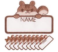 Parliky 10 Étiquettes Nominatives Thermocollantes Animaux Motif Écureuil, Petites Étiquettes en Tissu Résistantes 3,5x1 Cm, Autocollantes pour Vêtements et Accessoires de Garderie,