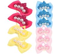 Parliky 10 pièces Accessoires de Toilettage pour Chiens avec Nœuds Élastique Bows Colorés pour Animaux de Compagnie Rose Bleu Jaune Rose