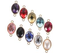 Parliky 10 pièces Connecteurs Ovales pour Bijoux Breloques Chatoyant Cristal Oeil de Chat Accessoires pour Colliers et Bracelets DIY