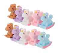 Parliky 10 Pièces Macaron Color Resin Mini Rocking Horse Figurines Cute Desktop Decor for Dollhouse Party Christmas Ornaments and DIY Craft Accessories
