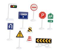 Parliky 10 pièces Mini Panneaux de Signalisation de Circulation Jouets Éducatifs pour Garçon Fille Légers et Colorés Modèles de Barricades Routières pour Sensibilisation Sécurité Routière
