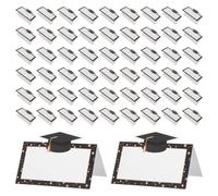 Parliky 100 Cartes Marque-Places pour Remise de Diplômes de Chapeau de Doctorat Papier Blanc Vierge 10 X 7 CM Personnalisables à Écrire ou Imprimer Décoration de Table pour Fête et