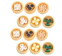 Parliky 12 pièces Miniature Food Toy Set Realistic Resin Steamed Buns Model for Dollhouse Kitchen Accessories Decorative Mini Food Props for Nursery and Preschool Education