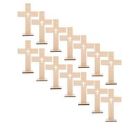 Parliky 14 Croix Décoratives en Bois Beige pour Décoration de Table, Bords Lisses sans Éclats, Design Ajouré Élégant, pour Cérémonies de Mariage la Maison L'église