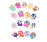 Parliky 17 pièces Clay Bowtie Lollipop Charms Fake Kawaii Polymer Clay Candy Embellishments For DIY Jewelry Crafts Accessories