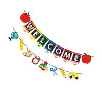 Parliky 2 Pièces Bannière Welcome Back To School Lettres Imprimées Décoration Suspendue pour Fête de Rentrée et Salle de Classe