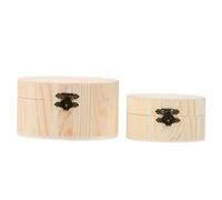 Parliky 2 pièces Boîte de Rangement Ronde Bois Naturel Petite Caisse Bois Légère pour Bijoux et Accessoires Rangement Polyvalent pour Maison Bureau École