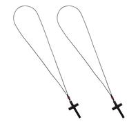 Parliky 2 Pièces Collier Croix Bois Ébène pour Hommes et Femmes Pendentif Crucifix Religieux Bijou Chrétien pour Baptême Prières et Occasions Spirituelles