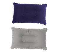 Parliky 2 pièces Coussin Gonflable de Voyage PVC avec Flocage Oreiller de Cou Portable Ergonomique Lot pour Camping Randonnée et Repos Extérieur Gris et Bleu Foncé