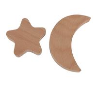 Parliky 2 pièces Crochet Adhésif Mural Bois Massif Étoile et Lune Patère Décorative Auto-adhésive pour Vêtements Chapeaux et Accessoires Fixation sans Perçage Lot de Rangement Mural