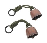 Parliky 2 Pièces Lot de 2 Clochettes Anti-Ours Bruyantes en Laiton avec Lanière Militaire Verte, Petite Cloche de Randonnée Étanche 13,2 X 3,6 X 2,5 Cm pour Camping, Trekking et Protection