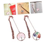Parliky 2 pièces Marque-pages Métal Vintage avec Pendentif et Pierres Cristal Chakra Accessoire Lecture et Décoratif pour Étudiants et Amateurs