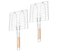 Parliky 2 pièces Panier de Grillade Barbecue Fer avec Pinces Filet Grill pour Poisson et Légumes Accessoire Barbecue Extérieur Facile à Nettoyer Camping et Pique-
