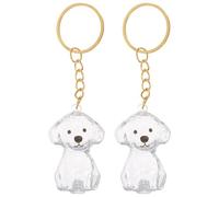 Parliky 2 pièces Porte-clés Collecteur Poils Animaux Forme de Chien Transparent Boîte Souvenir Compacte et Légère pour Mémorial Animal de Compagnie Accessoire Pratique pour Amoureux des