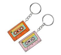 Parliky 2 pièces Porte-clés Ruban Adhésif Original Acrylique Pendentif Léger et Compact Accessoire Mode pour Sac et Porte-monnaie Lot de Rose Orange