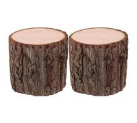 Parliky 2 Pièces Souche d'arbre Décorative, Souche en Bois, 6 Pouces, Marron, Bois, Design Creux, Base Stable, Décoration Rustique pour Centre de Table de Mariage et Allées en Gravier