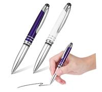 Parliky 2 Pièces Stylet Tactile Capacitif Lampe De Poche Stylo Nouveauté Stylos s À Bille À Bille en Métal Noir avec Embouts De Stylet À Écran Tactile À