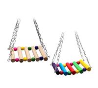 Parliky 2 pièces Support de Balançoire pour Perroquets et Perruches Suspendu Coloré et Naturel Échelle Ludique pour Oiseaux Petits et Moyens Station de Jeu pour Cages Accessoire Dexercice