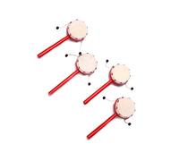 Parliky 2 pièces Traditionnel Chinois Tambour à Poignée Rouge Surface Peau de Mouton Instrument Musical Déveil pour Garçon Fille de Percussion et Portable