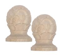 Parliky 2 Pièces Wood Carved Finial Set Unfinished Solid Wood Bed Post End And Fence Finial Topper For Home Decor Weather-resistant Staircase And Gate