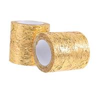 Parliky 2 rouleaux Ruban Tulle Doré Rouleau Bande Maille Mesh pour Décoration DIY Fabrication de Nœuds et Fleurs Matériau pour