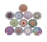 Parliky 20 pièces Patches Verre Ronds pour Loisirs Créatifs Motifs Lotus Colorés Mixtes pour Décoration Bijoux DIY Autocollants Cabochons pour Bijoux Montres et Cadres