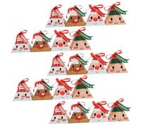 Parliky 24 Boîtes à Bonbons Triangulaires en Papier de Noël, Coffrets Présents Festifs Assortis, Contenant pour Friandises, Emballages Solide pour Fêtes et Présents de Style Aléatoire