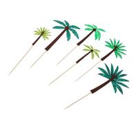 Parliky 24 pièces Décorations Gâteau Tropical Feutre et Bois Toppers Cake Hawaïens pour Fête Ornements Fruitiers Exotiques Accessoires Décoratifs pour Table Festive